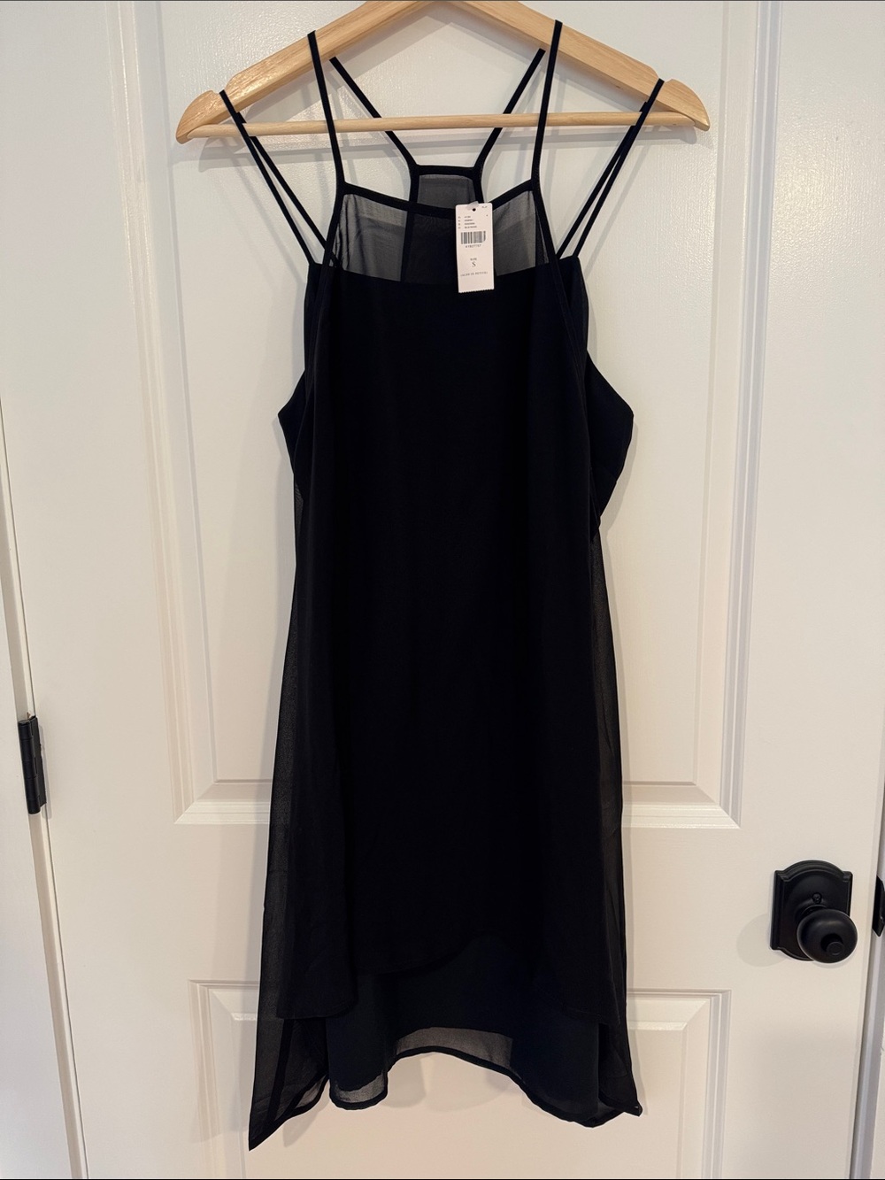 NWT Anthropologie “Maeve” Brand Black Strappy Mesh Layered Dress